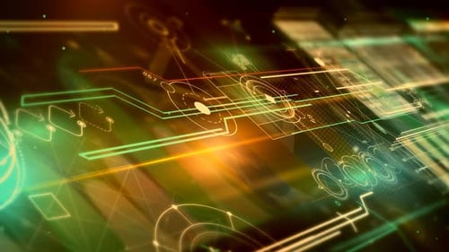 Futuristic Digital HUD Interface with Animated Data Elements