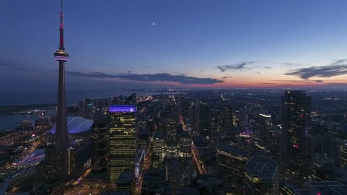 Toronto, Canada, Timelapse - The financial district of Toronto from day to night