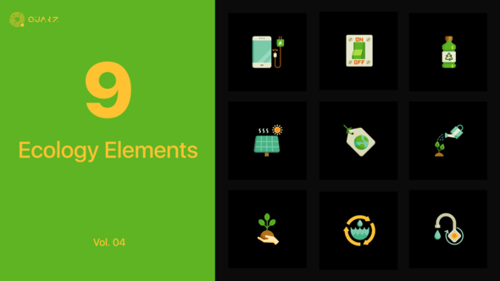 Animated Flat Design Ecology Icons