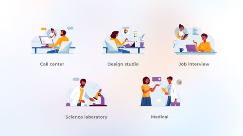 Different work - Blue and Yellow People Concepts