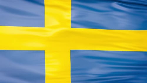 Waving Swedish Flag Seamless Loop Animation