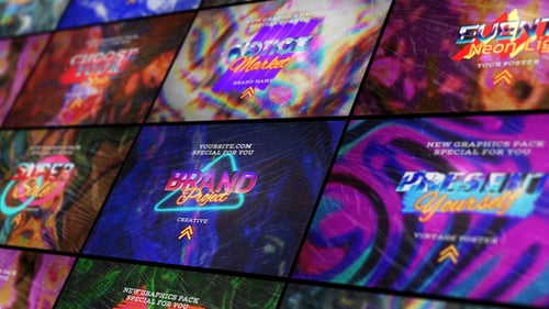 Vibrant Retro Glitch Text Titles and Animated Backgrounds Pack