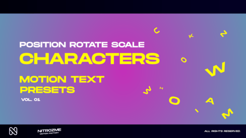 Texto em movimento de personagens: escala de rotação de posição, vol. 01