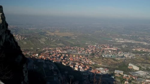 Fortress Tower and Lower Part of San Marino City in Morning