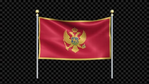 Montenegro Flag Waving In Double Pole Looped