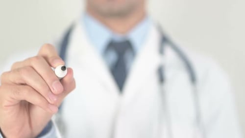 Runny Nose Doctor Writing on Transparent Glass