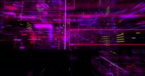 Abstract hologram 3D Big Data Digital City with futuristic matrix.