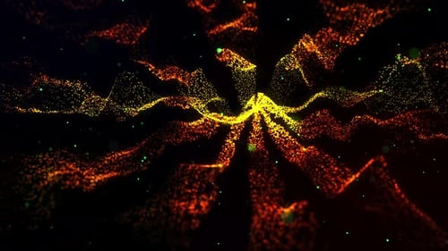 Abstract Glowing Particle Waves Loop Motion Background