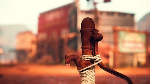Old Rusted Water Pump in Wild West Town