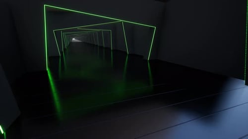 3d Neon Led Tunnel Dark Corridor Futuristic Building