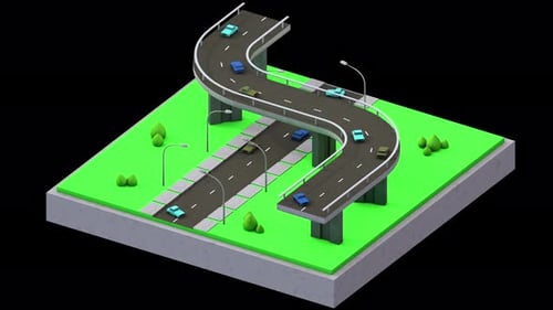 Speed highway with cars animation looped alpha channel