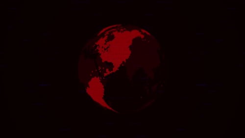 Digital Red Dot Earth Globe Rotating Seamless Loop