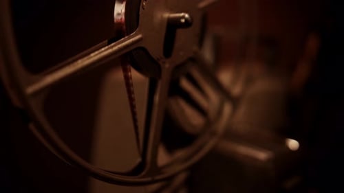 Movie Reel Spinning in the Dark