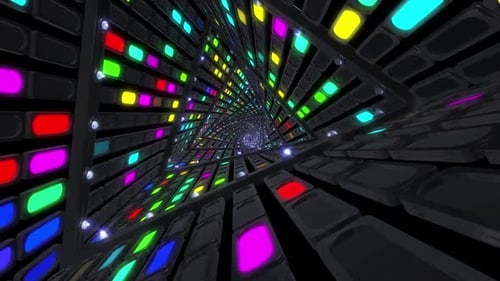 Looping Geometric Tunnel with Colorful Lights