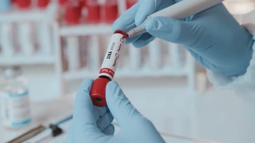 Marking Zika Virus Test Tube as Negative