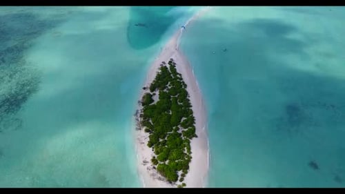 Aerial tourism of exotic seashore beach break by blue water and bright sand background of a dayout n