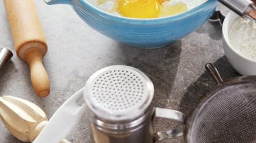 Baking Ingredients and Cooking Equipment Still Life