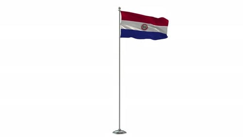 Animated Paraguay Flag Waving on Pole