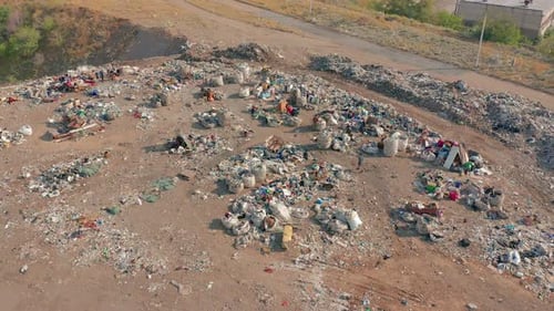 Aerial View of an Overfilled Waste Landfill