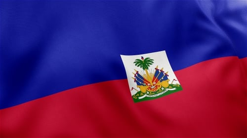 Realistic Waving Haiti Flag with National Emblem