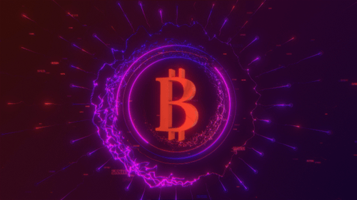 Neon Bitcoin Crypto Symbol Technology Loop