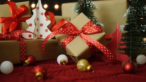 Christmas Gifts and Mini Christmas Trees Decoration
