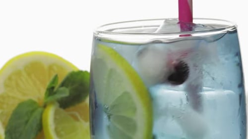 Refreshing Lemon Blueberry Drink being Stirred
