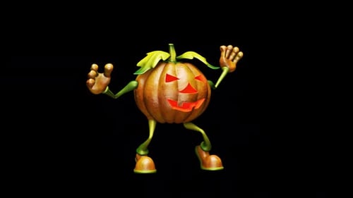 Fun Pumpkin Looped Halloween Dance with Alpha Channel and Shadow