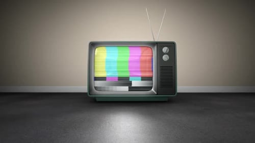 Retro TV Static Noise and Color Bars Screen On-Off