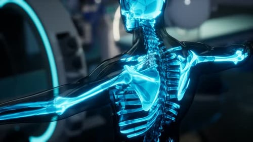 Glowing Human Skeleton Medical Science Animated Video