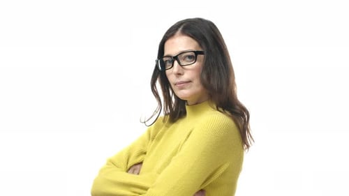Slowmotion Adult Middleaged Woman in Glasses Wife Acting Silly and Moody Pouting Turnaway From