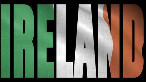 Ireland National Flag Waving Text Reveal