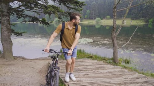 Cycling by the lake.