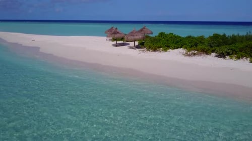 Aerial drone texture of tropical resort beach by blue lagoon and sand background