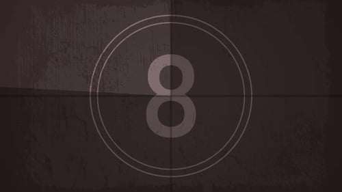 Retro Film Leader Countdown with Light Ray and Grunge Texture