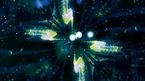 Abstract Glowing Particle Flow in Hyperspace Tunnel