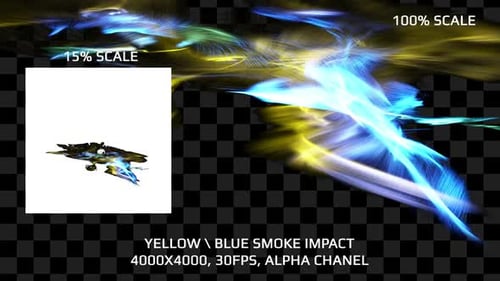 Abstract Yellow Blue Smoke Impact Element