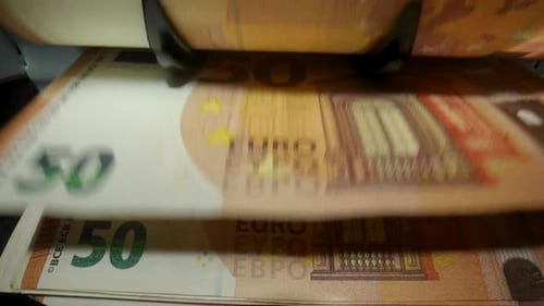 Money Counter Machine Counting Euro Banknotes