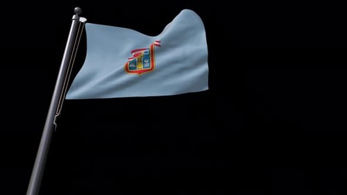 Waving Corporate Flag with Realistic Coat of Arms Design