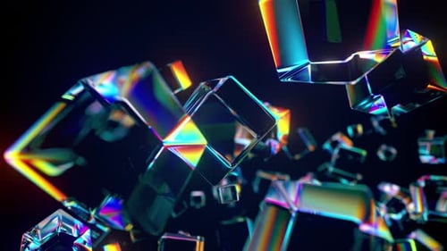 Abstract Crystal Glass Cubes Animation Loop