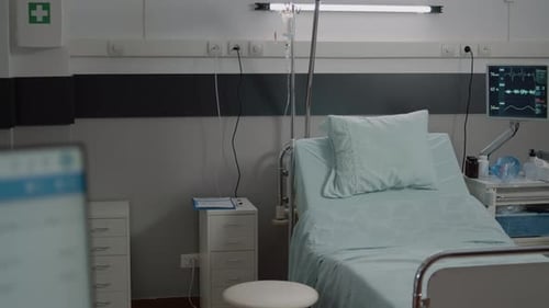 Empty Hospital Room Interior with Equipment
