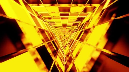 Amber Honey Colored Triangle Hive Tunnel Vj Loop HD