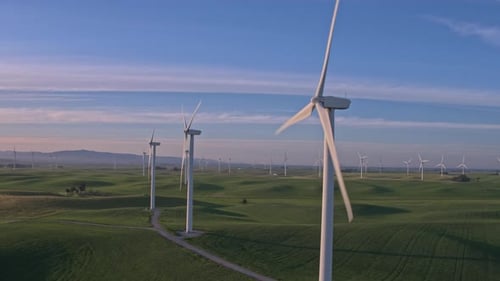 Wind Farm At The Sunset