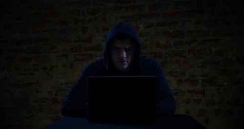 Hacker using computer