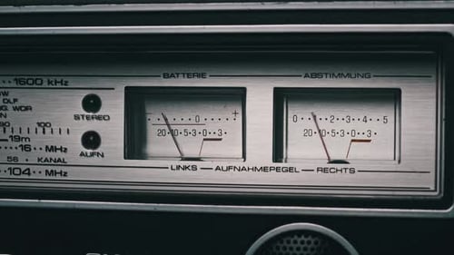 Close Up of Vintage Analog Radio Display