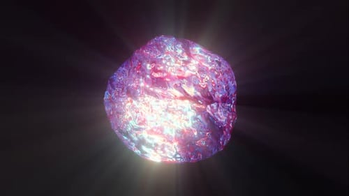 Flüssige Kugel mit Lichtstrahlen Abstrakte geloopte Animation
