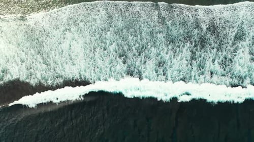 Aerial view scenery of perfect sea view beach adventure by blue sea and white sandy background of a