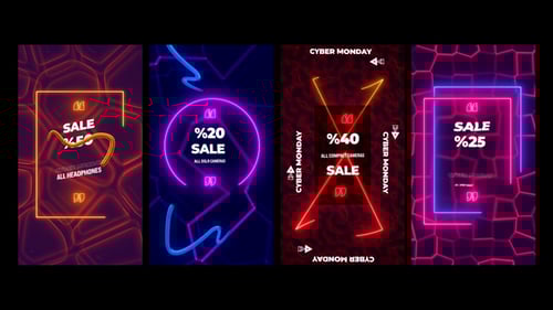 Dynamic Neon Sale Titles for Social Media Stories
