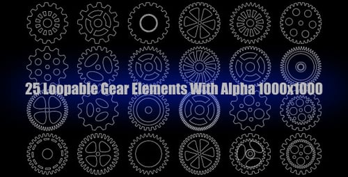 Loopable Animated Outline Gear Elements Pack