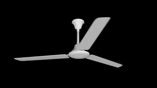 White Ceiling Fan Spinning with Alpha Channel